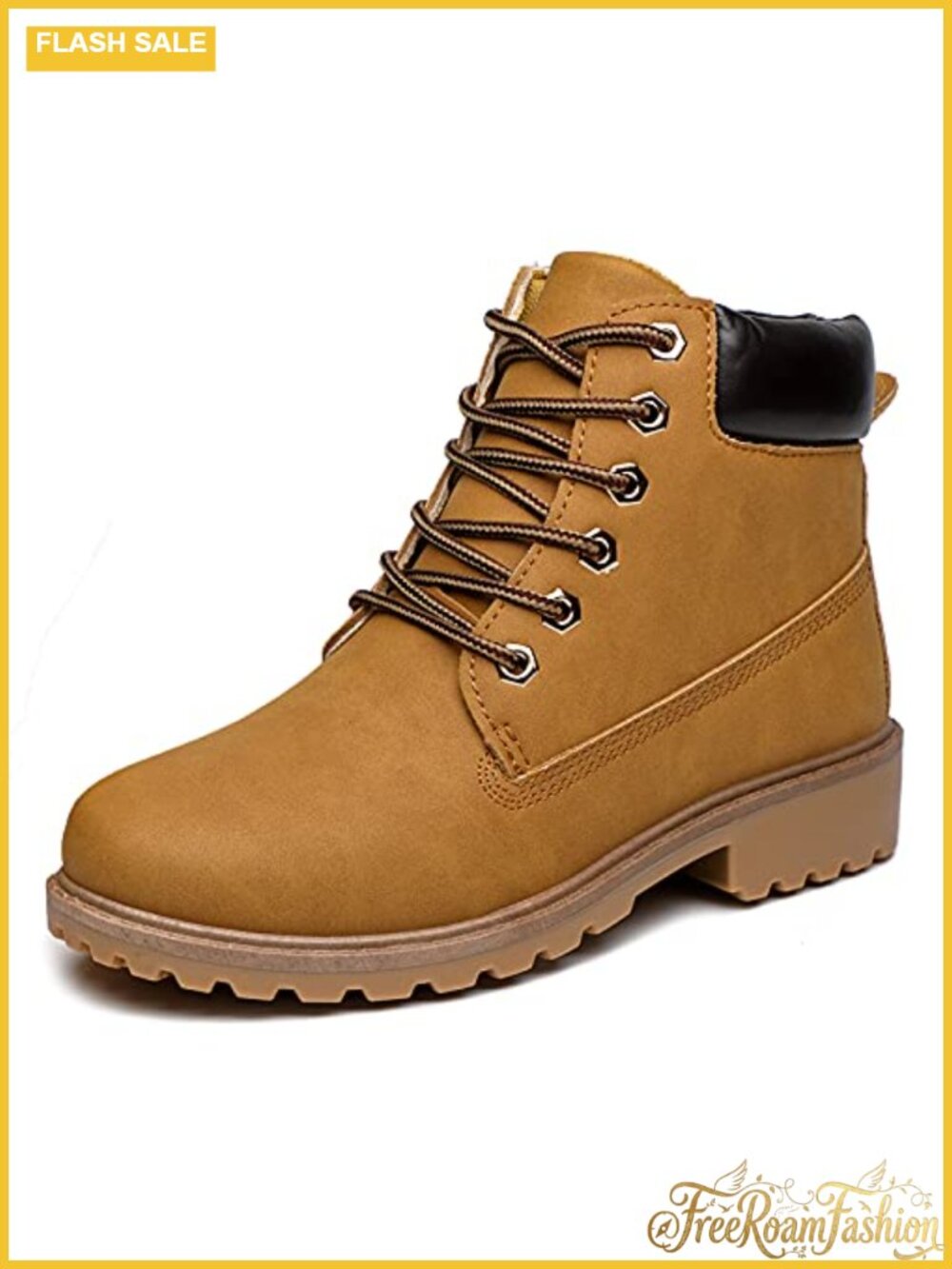 Waterproof Faux Leather Hiking Boots Round Hard Toe Ankle Work Boots